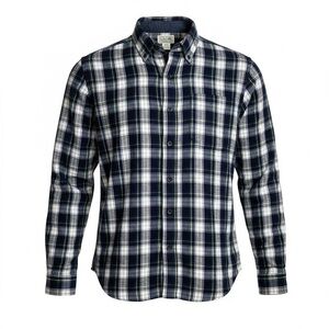 L.L.Bean Shirt Mens Large Flannel Button Down Plaid Blue Pocket Cotton Medium